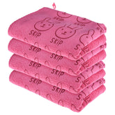 Kuber Industries Hand Towel | Reusable Face Cleaning Towel | Baby Napkin | Hand-Face Towel with Ultra Soft-Super Absorbent Capability | Baby Towel | Skip Print | 30x40 cm | Pack of 4 | Pink